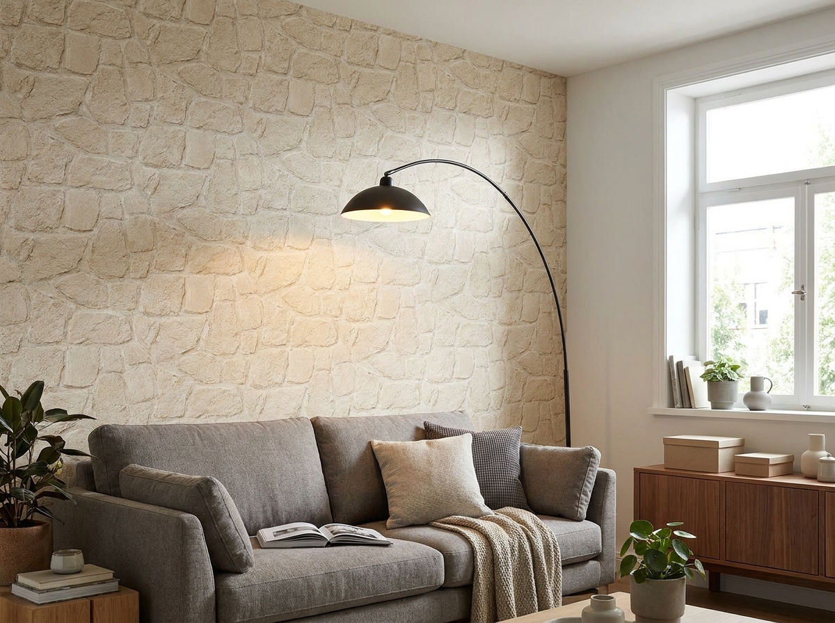 Non-Woven Taş Doku — salon