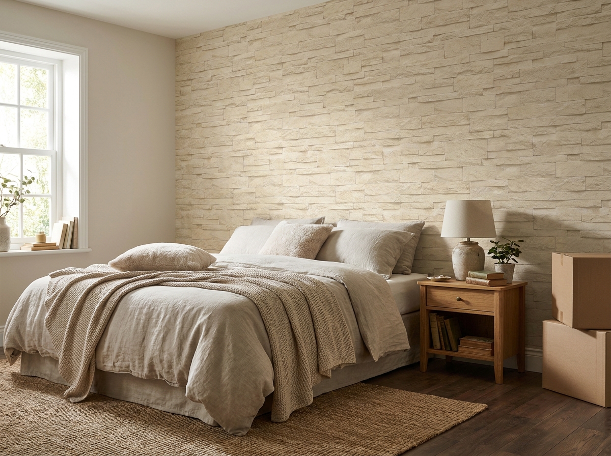 Non-Woven Taş Doku — yatak odası