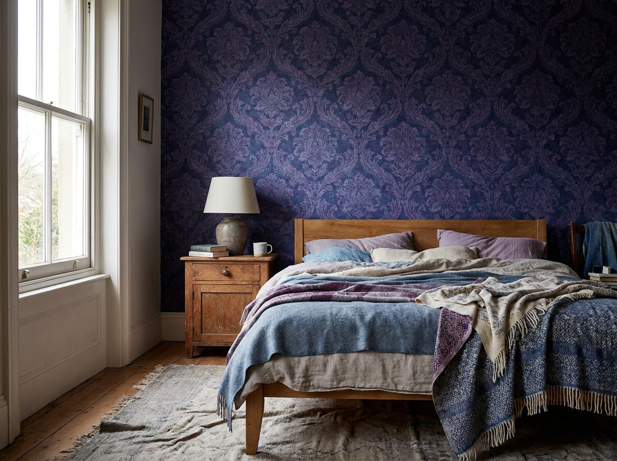 Vinil Damask Desen — yatak odası